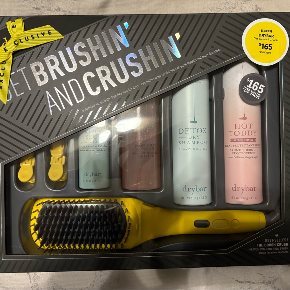 Drybar Get Brushin’ and Crushin’ Heated Straightening Brush and Hair Care Set